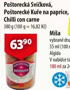 Poštorecká Svíčková, Poštorecké Kuře na paprice, Chilli con carne, 380 g 