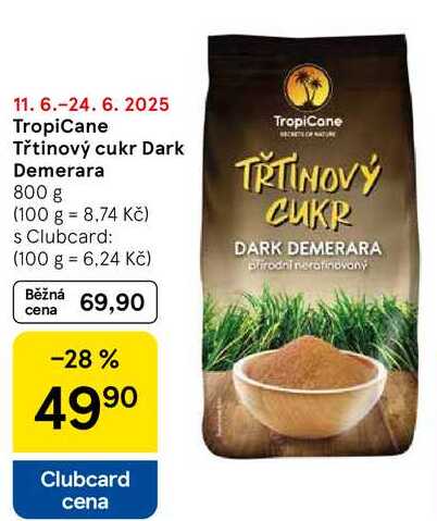 TropiCane Třtinový cukr Dark Demerara, 800 g 