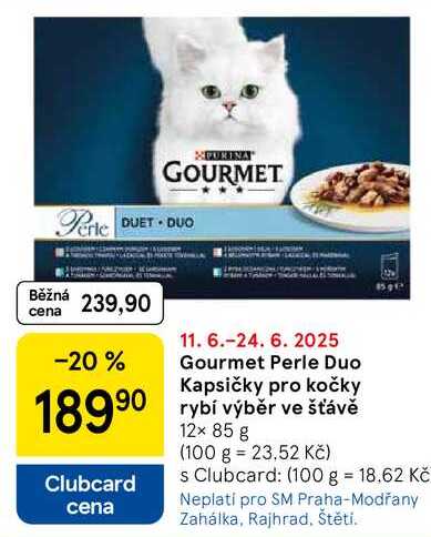 Gourmet Perle Duo Kapsičky pro kočky rybí výběr ve šťávě, 12× 85 g 