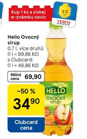 Hello Ovocný sirup, 0.7 I, více druhů