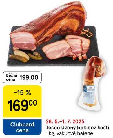 Tesco Uzený bok bez kosti, 1 kg, vakuově balené 