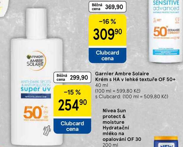 Garnier Ambre Solaire Krém s HA v lehké textuře OF 50+, 40 ml 