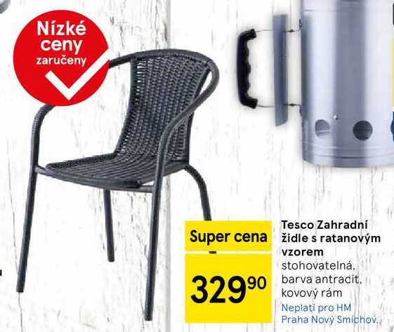 Tesco Zahradní židle s ratanovým vzorem stohovatelná, barva antracit.  