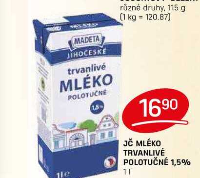 JČ MLÉKO TRVANLIVÉ POLOTUČNÉ 1,5% 11 