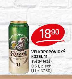 VELKOPOPOVICKÝ 11 KOZEL 11 světlý ležák 0,5l, plech