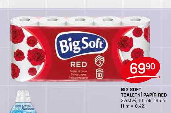 BIG SOFT TOALETNÍ PAPÍR RED 3vrstvý, 10 rolí