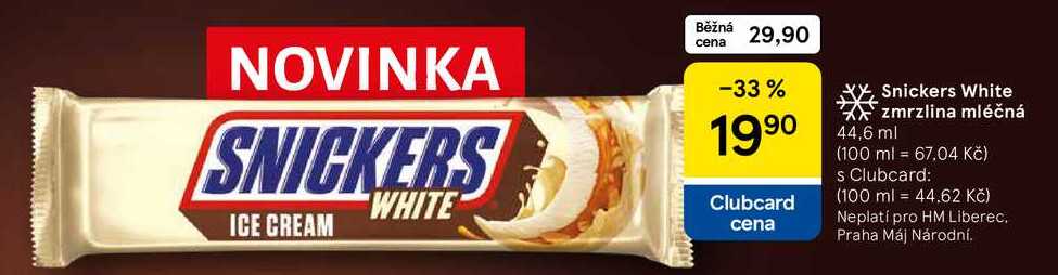 Snickers White zmrzlina mléčná, 44,6 ml 