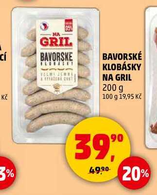 BAVORSKÉ KLOBÁSKY NA GRIL, 200 g 