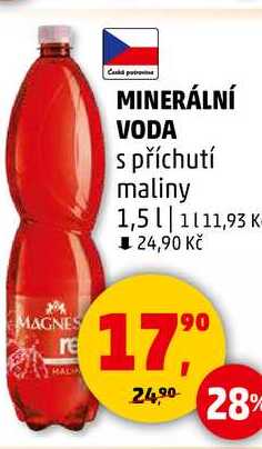 MINERÁLNÍ VODA s příchutí maliny, 1,5 l