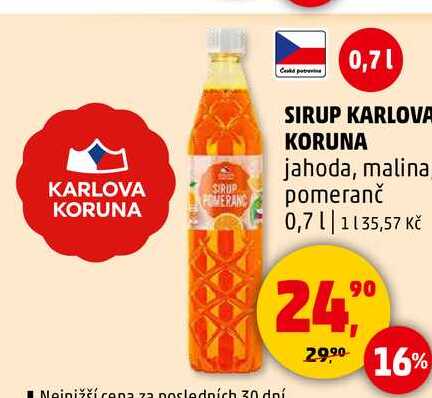 SIRUP KARLOVA KORUNA jahoda, 0,7 l