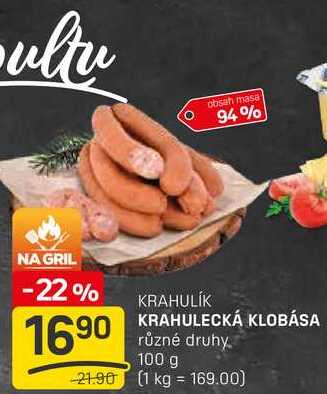 KRAHULECKÁ KLOBÁSA různé druhy 100g