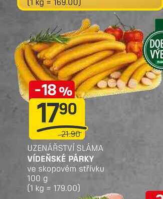 VÍDEŇSKÉ PÁRKY ve skopovém střívku 100g