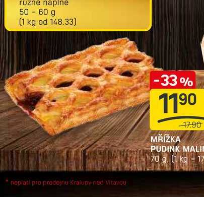 MŘÍŽKA PUDINK MALINA 70 g 