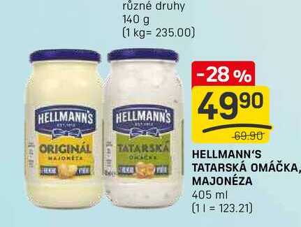 HELLMANN'S TATARSKÁ OMÁČKA. MAJONÉZA 405 ml 