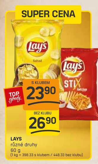 LAYS různé druhy 60 g 