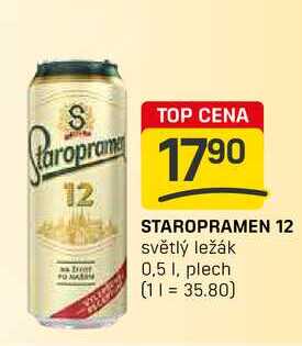 STAROPRAMEN 12 světlý ležák 0,5l, plech 