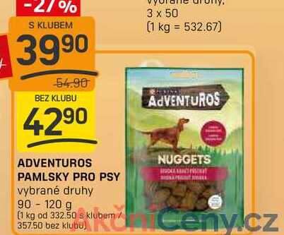 ADVENTUROS PAMLSKY PRO PSY vybrané druhy 90-120 g