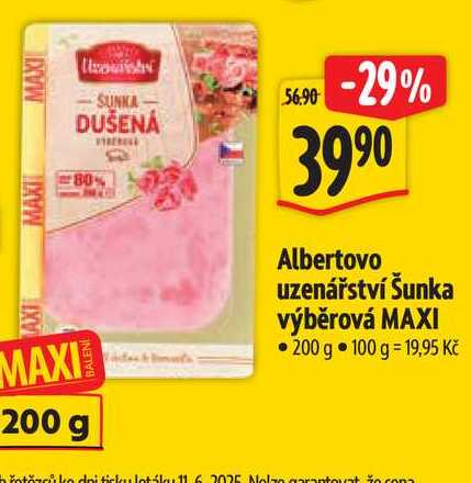   Albertovo uzenářství Šunka výběrová MAXI 200 g 