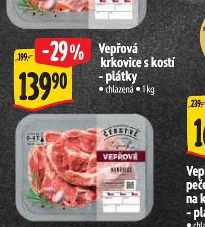  Vepřová krkovice s kostí - plátky  1 kg