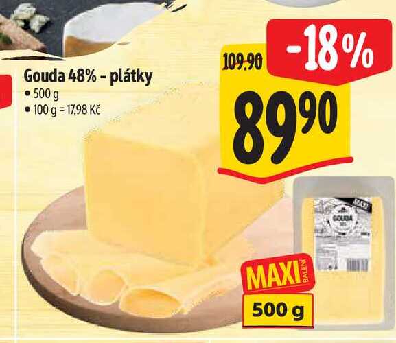 Gouda 48% - plátky  500 g  