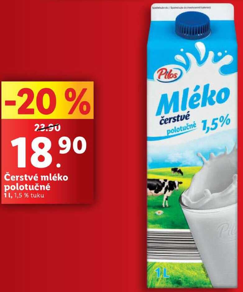 Čerstvé mléko polotučné, 1 l