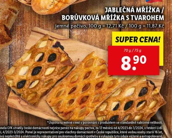 JABLEČNÁ MŘÍŽKA/BORŮVKOVÁ MŘÍŽKA S TVAROHEM, 70 g/75 g
