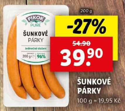 ŠUNKOVÉ PÁRKY, 200 g