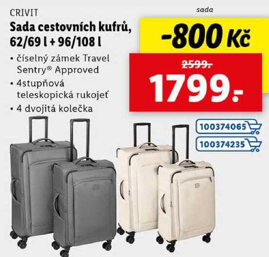 Sada cestovních kufrů, 62/69 l +96/108 l