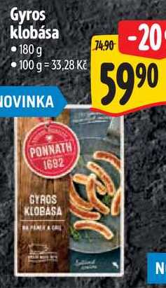 Gyros klobása, 180 g 