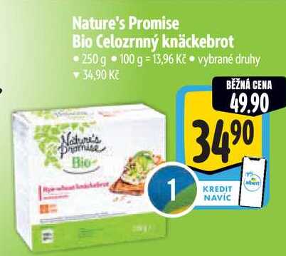 Nature's Promise Bio Celozrnný knäckebrot, 250 g