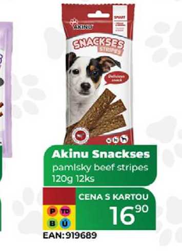 Akinu Snackses pamlsky beef stripes 120g 12ks 