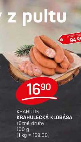 KRAHULECKÁ KLOBÁSA různé druhy 100g 