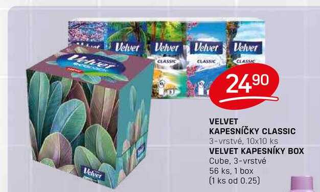  VELVET KAPESNÍČKY CLASSIC 3-vrstvé, 10x10 ks