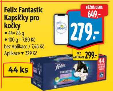 Felix Fantastic Kapsičky pro kočky  44× 85 g  
