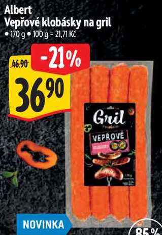 Albert Vepřové klobásky na gril, 170 g