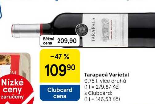 Tarapacá Varietal, 0,75 l, více druhů