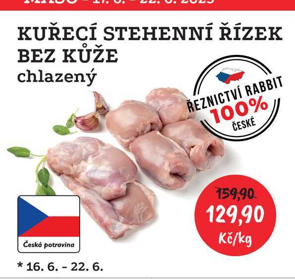 Kuřecí stehenní řízky bez kůže chlazené 1kg 