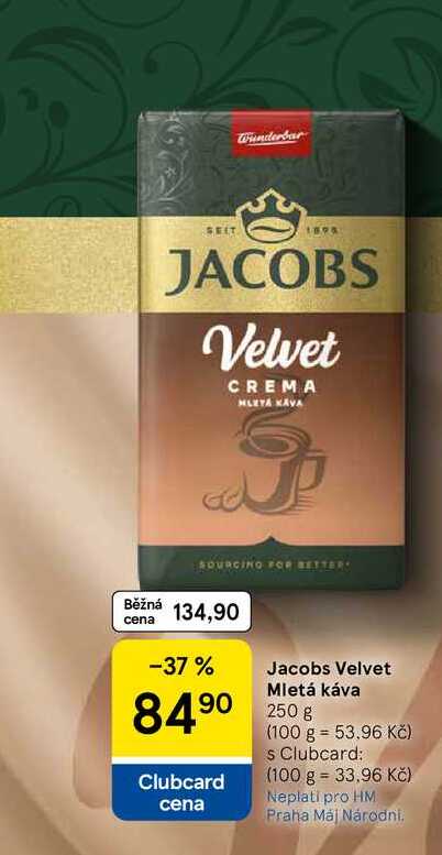 Jacobs Velvet Mletá káva, 250g 