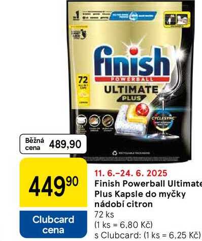Finish Powerball Ultimate Plus Kapsle do myčky nádobí citron, 72 ks  