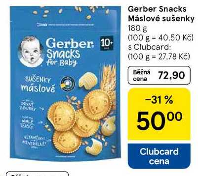 Gerber Snacks Máslové sušenky, 180 g 