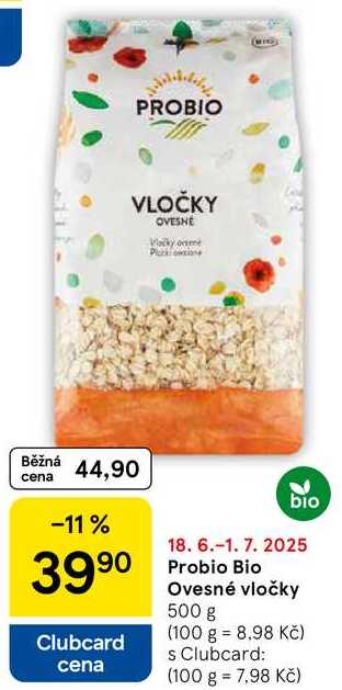 Probio Bio Ovesné vločky, 500 g  
