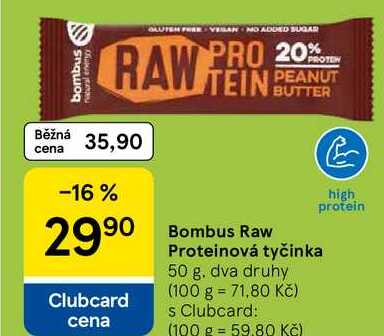 Bombus RAW Proteinová tyčinka, 50 g