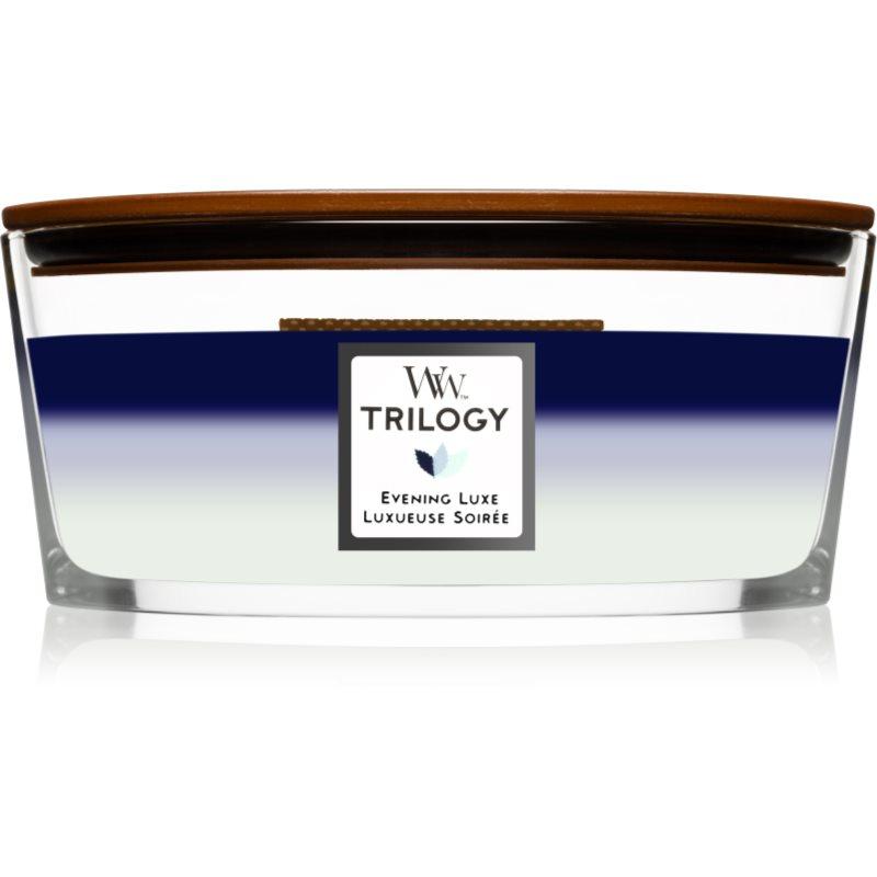 Woodwick Trilogy Evening Luxe vonná svíčka s dřevěným knotem (hearthwick) 453,6 g