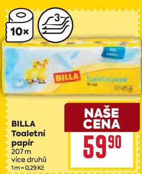 BILLA Toaletní papír 207 m 