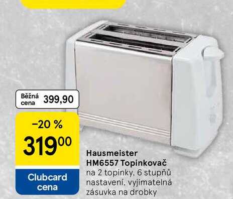 Hausmeister HM6557 Topinkovač na 2 topinky, 6 stupňů nastavení, vyjímatelná zásuvka na drobky 