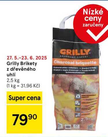 Grilly Brikety z dřevěného uhlí, 2,5 kg  