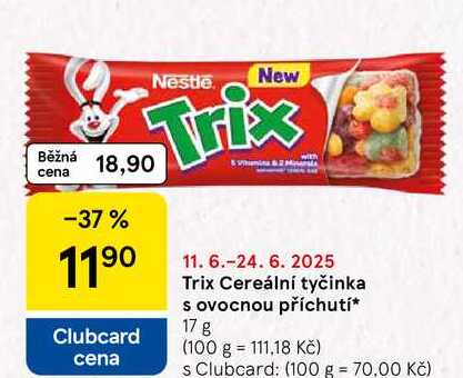 Trix Cereální tyčinka s ovocnou příchutí, 17 g