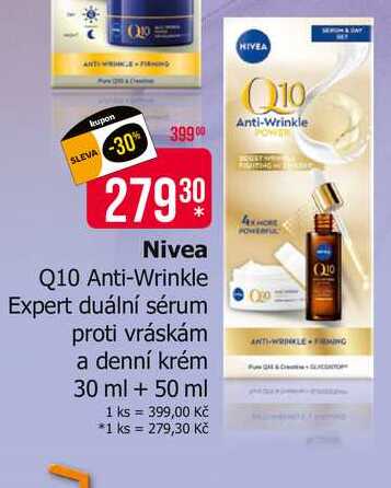 Nivea Q10 Anti-Wrinkle Expert duální sérum proti vráskám a denní krém 30 ml + 50 ml