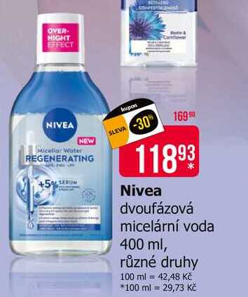 Nivea dvoufázová micelární voda 400ml, vybrané druhy