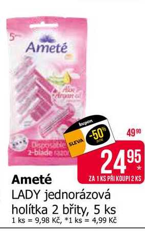 Ameté jednorázová holítka 2 břity, 5 ks